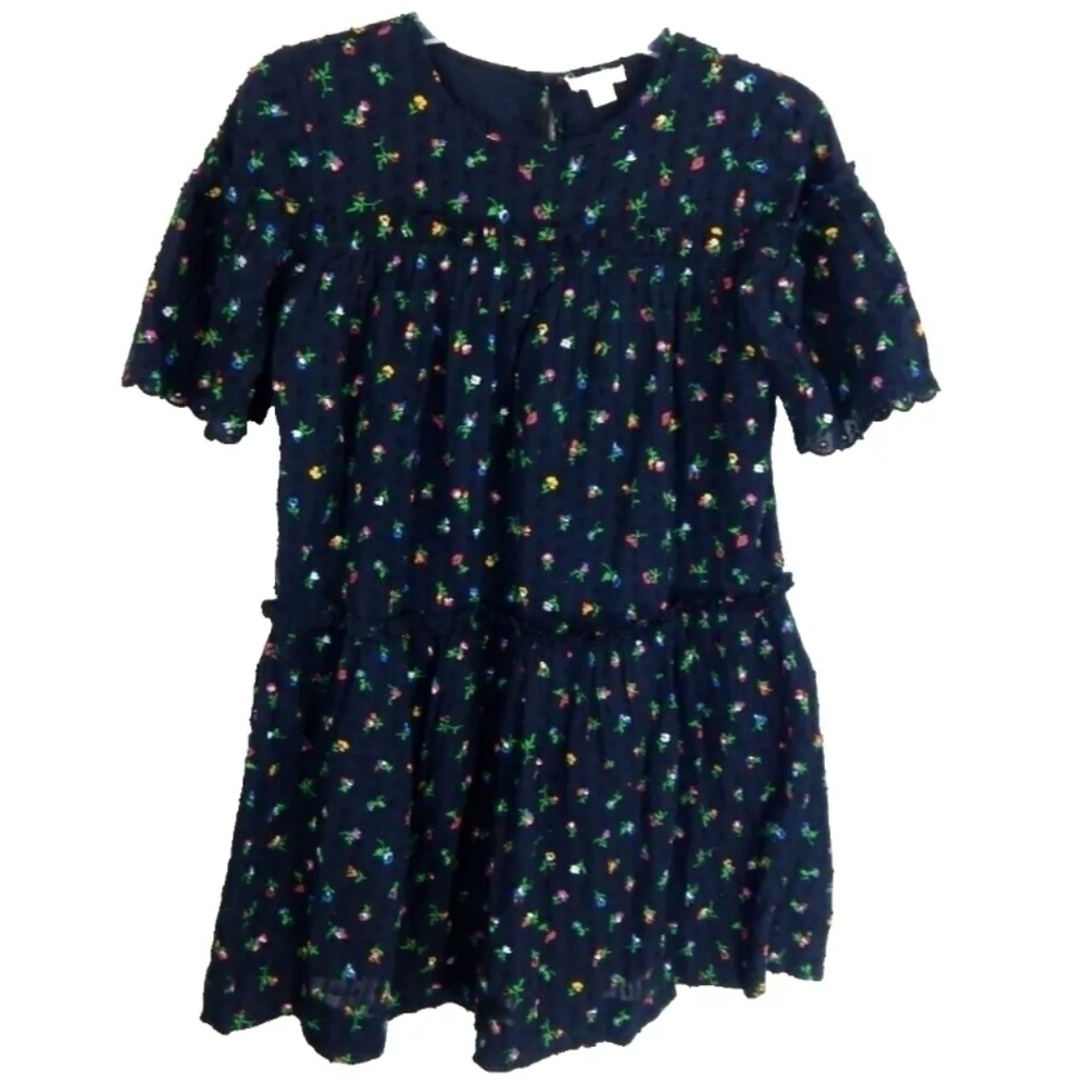 Crewcuts by J. Crew Black Floral Clip Dot Dress